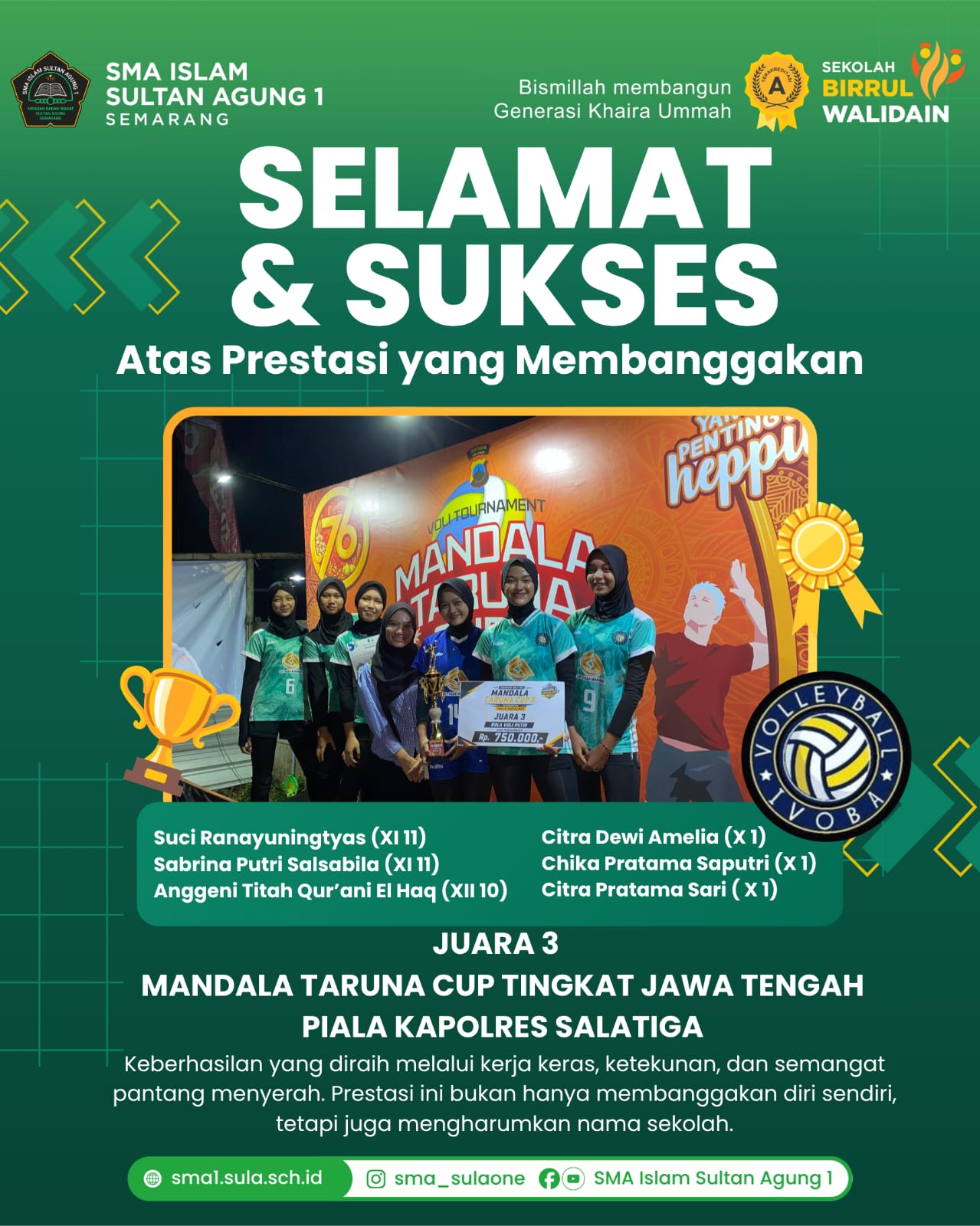 JUARA 3 MANDALA TARUNA CUP JATENG