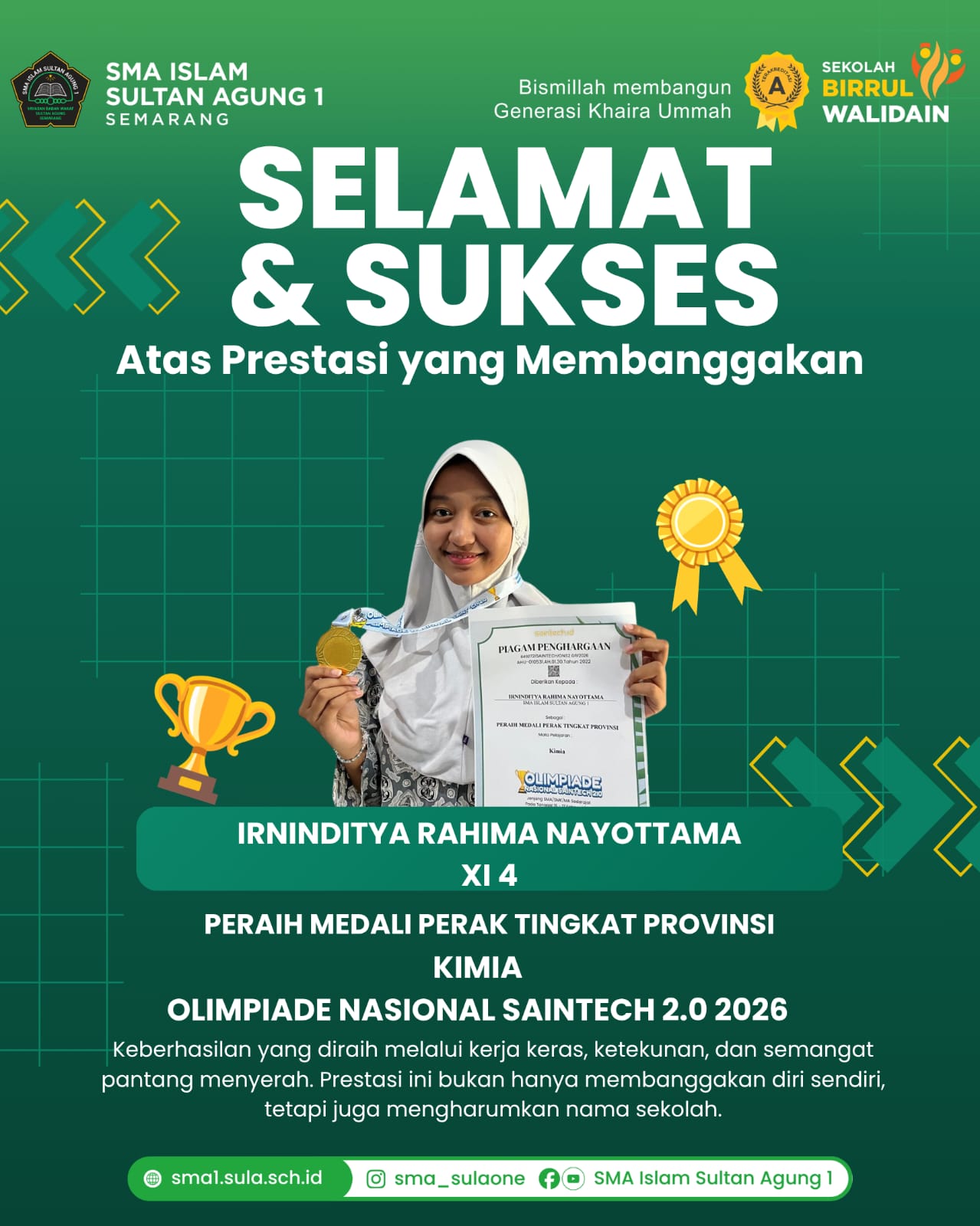 MEDALI PERAK OLIMPIADE KIMIA SAINTECH 2.0 TINGK. PROVINSI