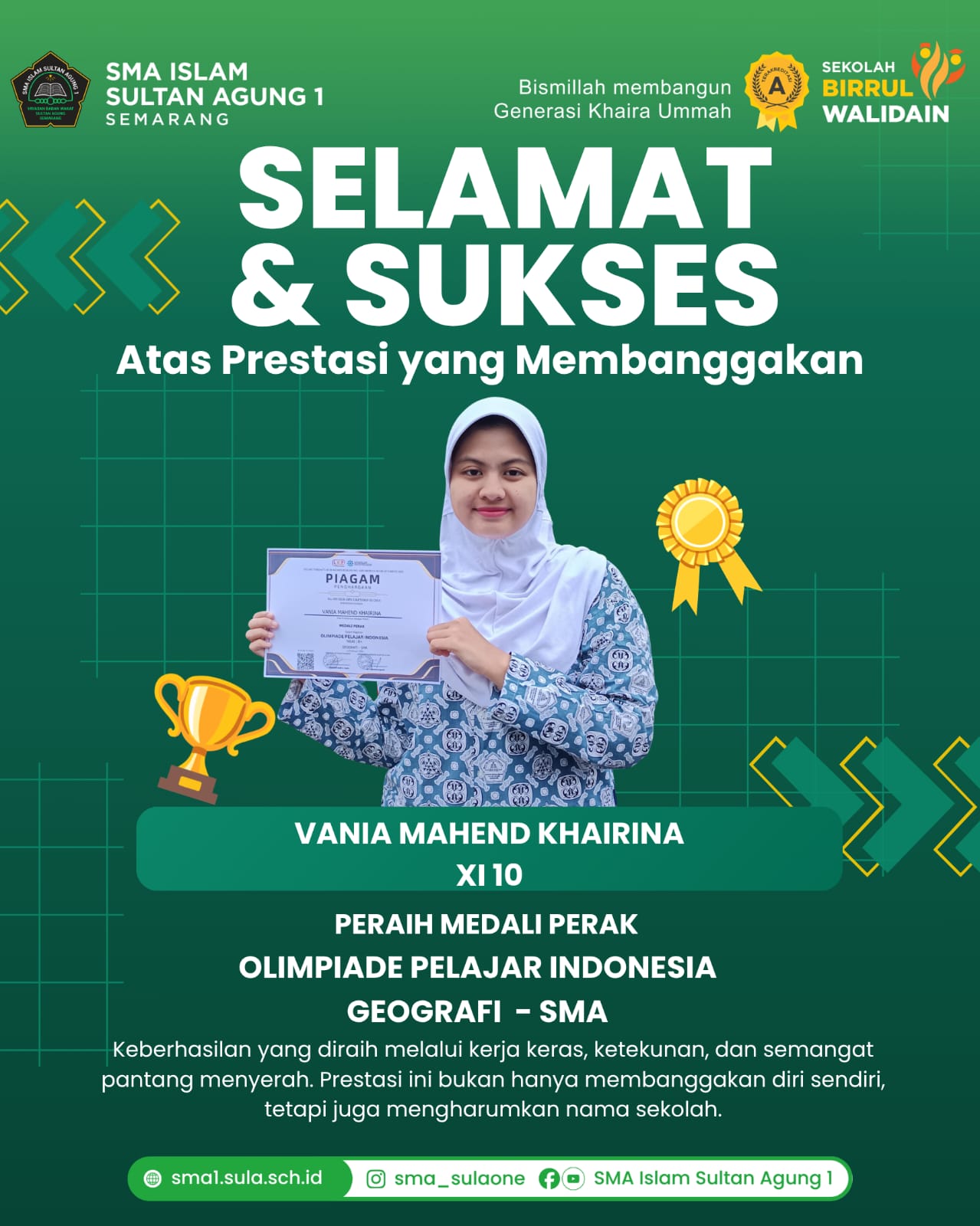 MEDALI PERAK OLIMPIADE GEOGRAFI PELAJAR INDONESIA-SMA